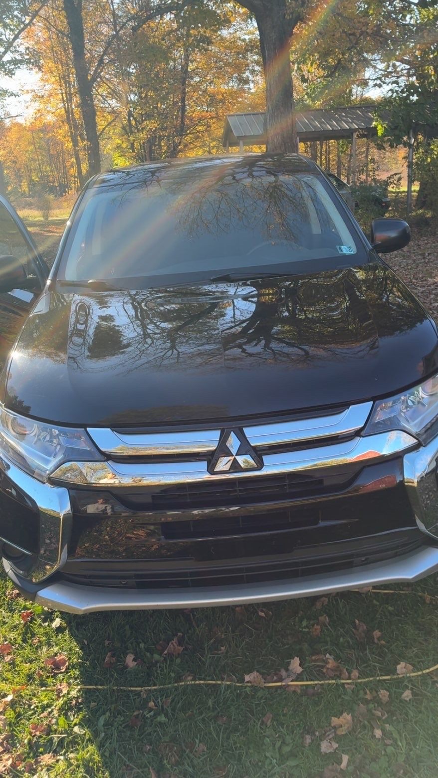 Freshly washed black SUV with a glossy hood